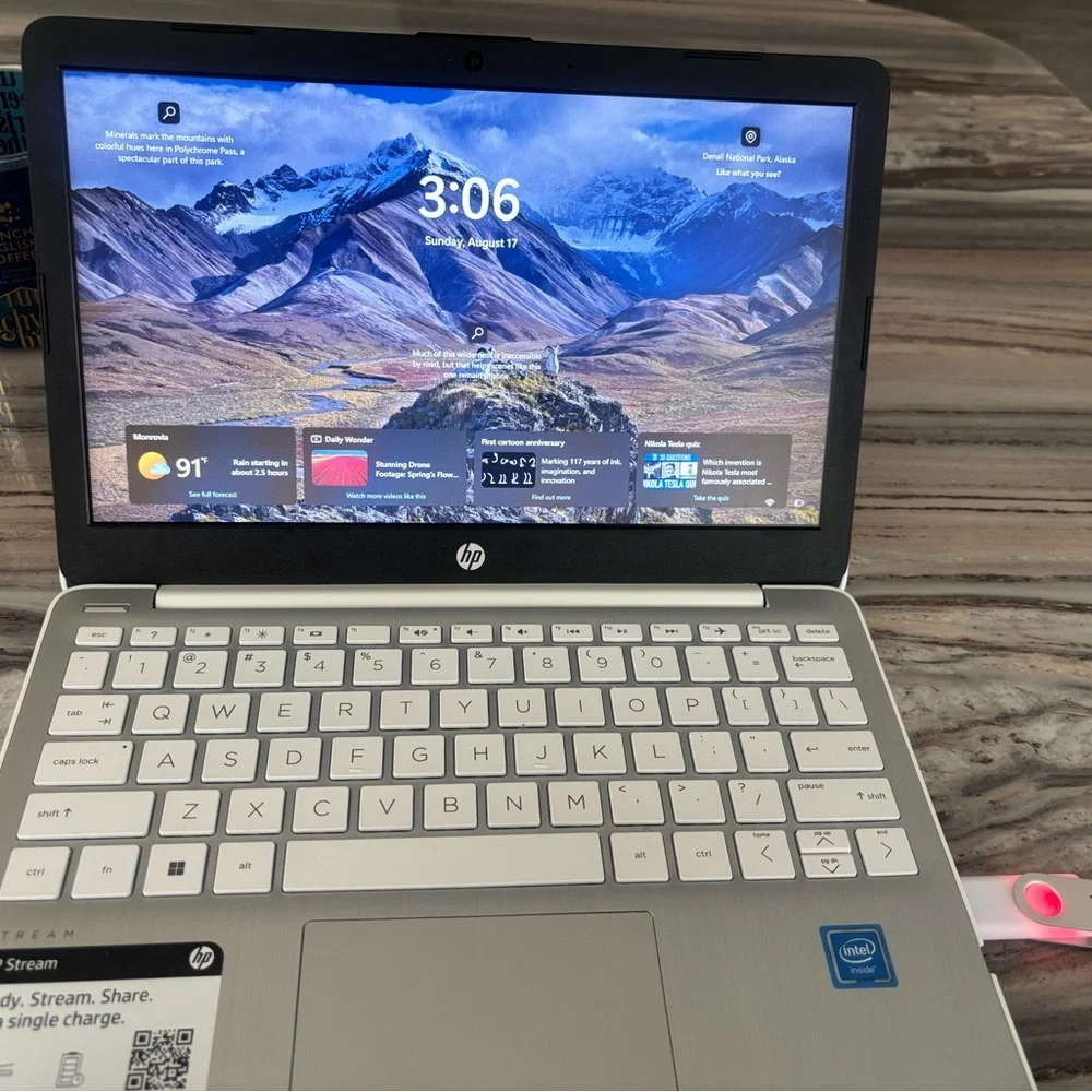 HP White Laptop with Silver Logo